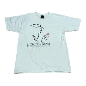 Vintage Beauty and the Beast Shirt Mens Large White Musical Disney Princess 90s